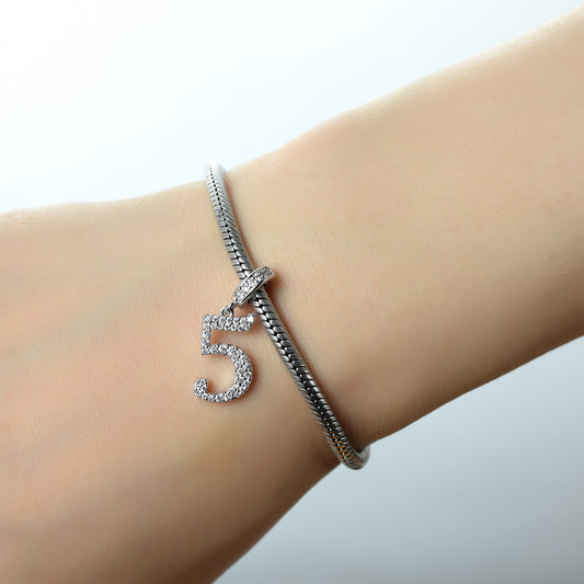 Gnoce "Give Me Five" Number Theme Number Five Silver Pendant For Bracelet or Necklace_3