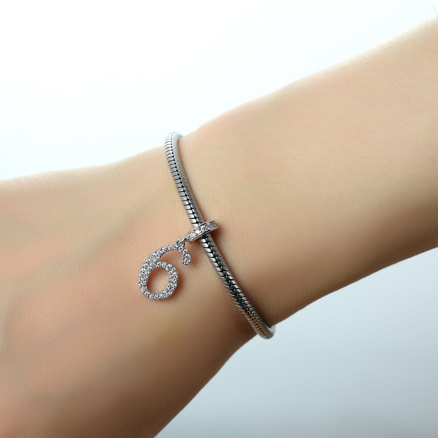 Gnoce "Lucky Number" Gentle Cheerful Number Six Number Theme Silver Pendant For Bracelet or Necklace_3