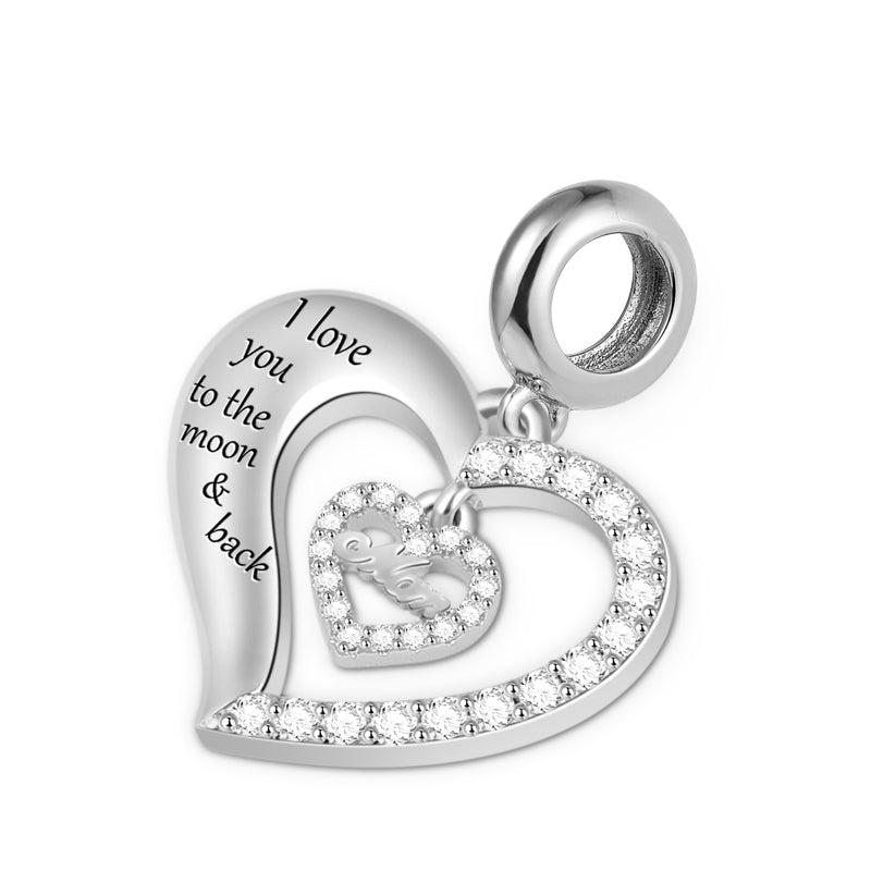 Gnoce "Sweet Love" Heart Shaped Charm Pendant 925 Sterling Silver Bead with Crystals for Mom_2
