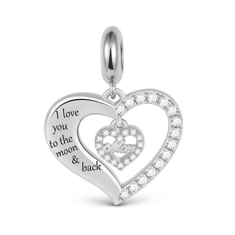 Gnoce "Sweet Love" Heart Shaped Charm Pendant 925 Sterling Silver Bead with Crystals for Mom_1