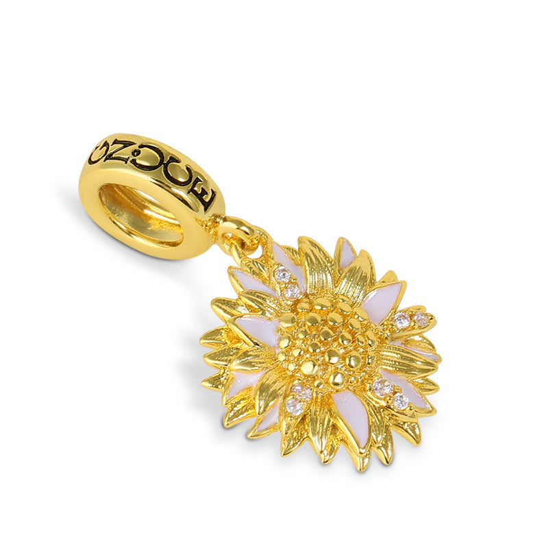 Sunflower Charm Pendant Gold Plated 925 Sterling Silver_2