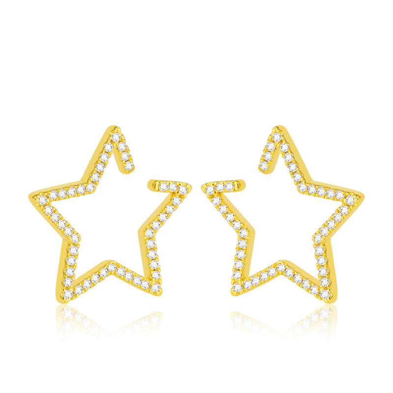 Star Hoop Ear Cuffs Crystal Zirconia Gold Plated_1