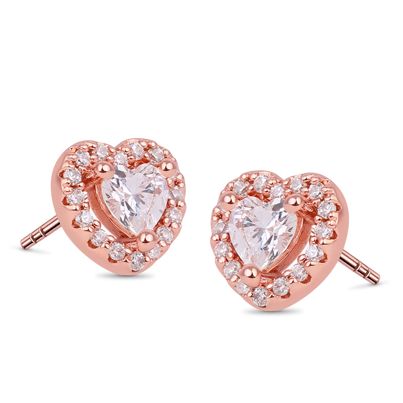 Heart Shape Stud Earring with Shiny Crystal Stone S925 Silver_2