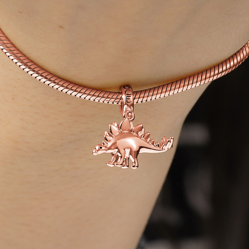 3 Colors Stegosaurus Pendant Dangle Dinosaur Charm Sterling Silver /18K Gold /18K Rose Gold Plated for Dragon Lovers_8