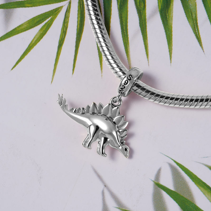 3 Colors Stegosaurus Pendant Dangle Dinosaur Charm Sterling Silver /18K Gold /18K Rose Gold Plated for Dragon Lovers_6