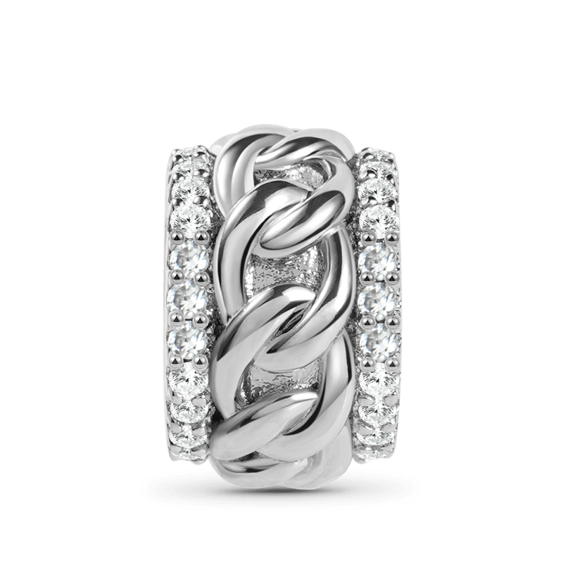 Silver Chain Stopper Sterling Silver inlaid with White Round Stones_1