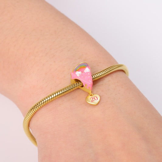 Rainbow Cake Personalized Number Charm Bead Sterling Silver 18k Gold Plated_3