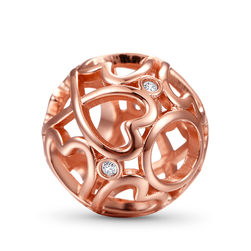 Infinite Heart Shaped Hollow Charm Bead Rose Gold Plated 925 Sterling Silver_2