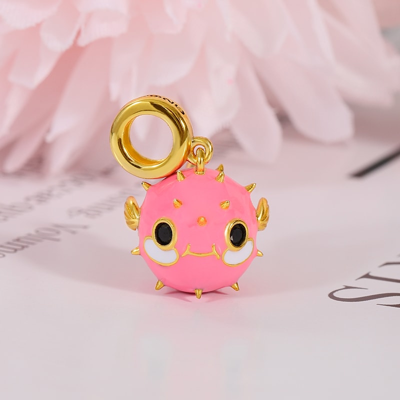 Pufferfish Pendant Dangle Charm Sterling Silver 18k Gold Plated_2