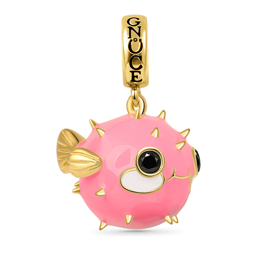Pufferfish Pendant Dangle Charm Sterling Silver 18k Gold Plated_1
