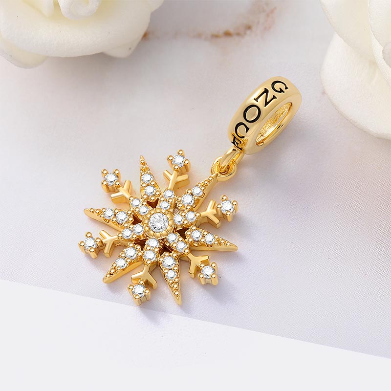 Snowflake Pendant Dangle Charm Sterling Silver 18k Gold Plated_2