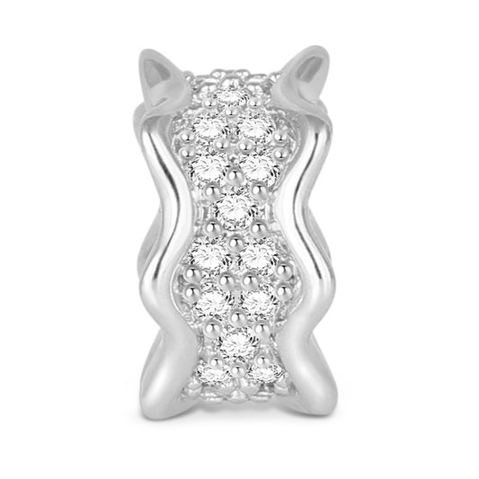 Gnoce "Daily Chic" Stopper Bead with White Crystal Stones 925 Sterling Silver_1