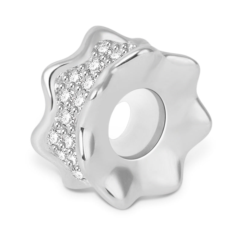 Gnoce "Daily Chic" Stopper Bead with White Crystal Stones 925 Sterling Silver_2