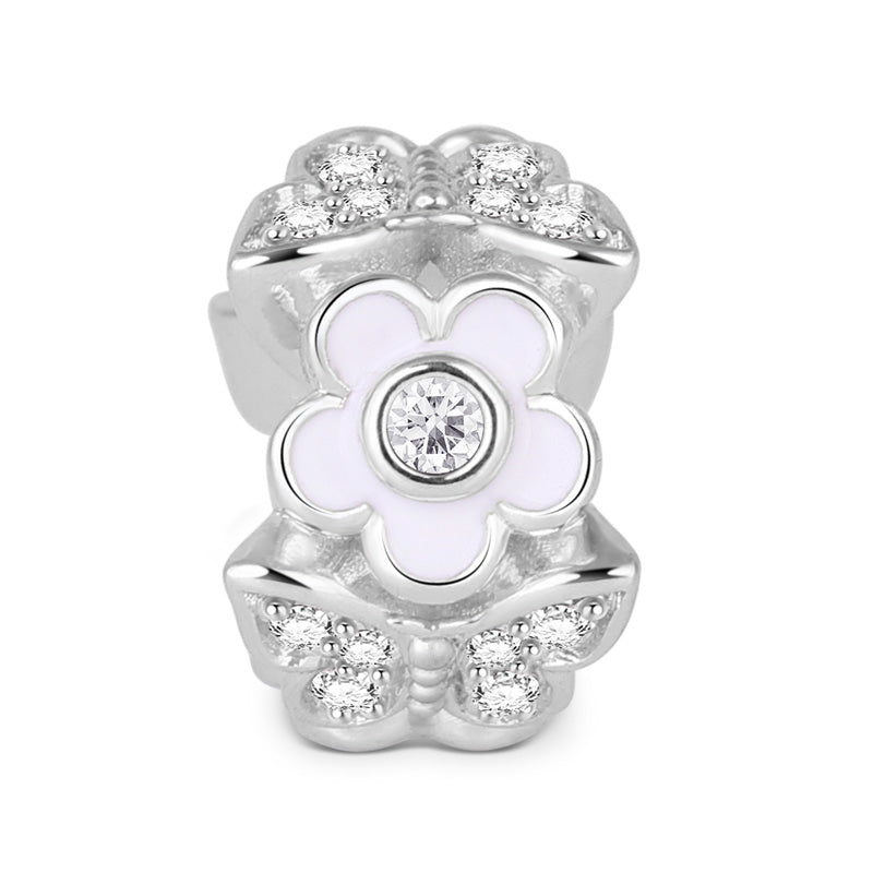 Gnoce "Charming Butterfly " Flower Stopper Bead with CZ Stones Sterling Silver_1