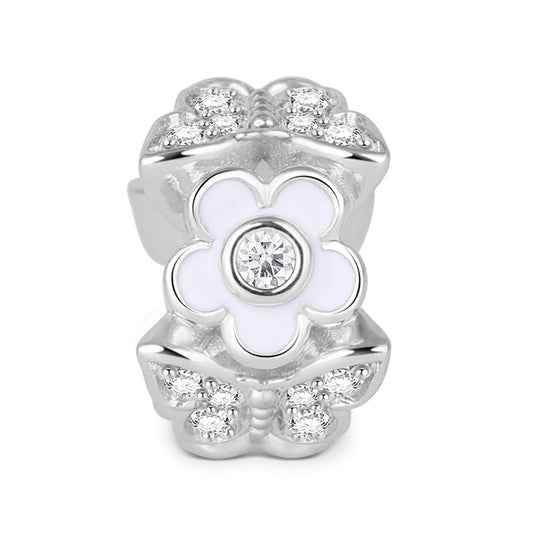 Gnoce "Charming Butterfly " Flower Stopper Bead with CZ Stones Sterling Silver_1