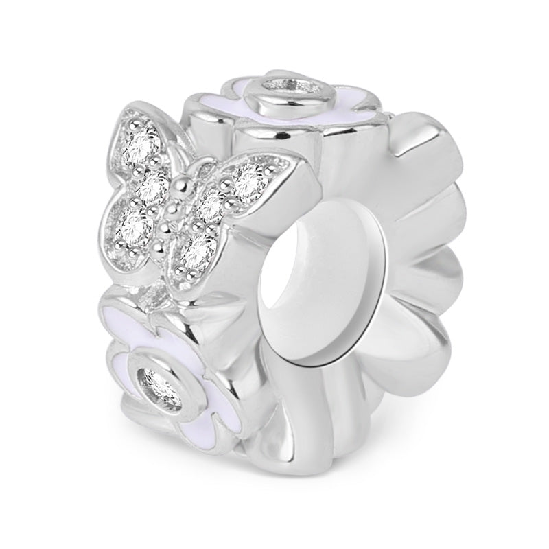 Gnoce "Charming Butterfly " Flower Stopper Bead with CZ Stones Sterling Silver_2