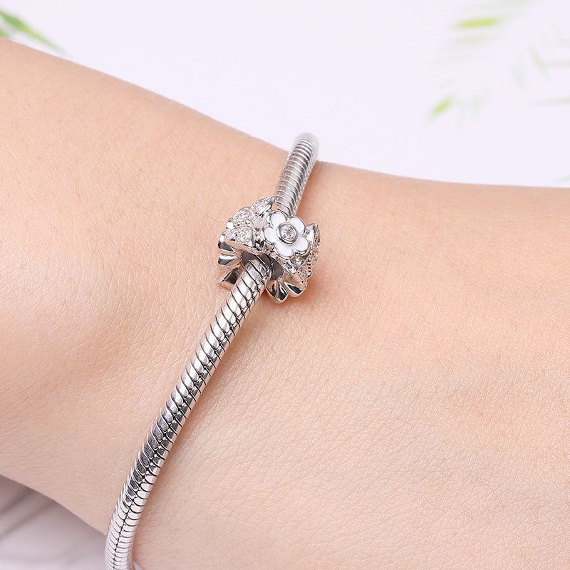 Gnoce "Charming Butterfly " Flower Stopper Bead with CZ Stones Sterling Silver_3