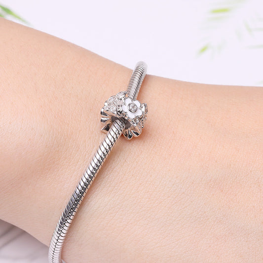 Gnoce "Charming Butterfly " Flower Stopper Bead with CZ Stones Sterling Silver_3