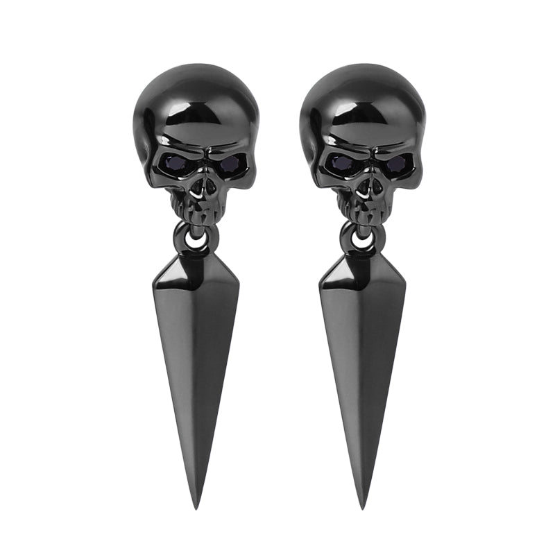 Skull Earrings with Black Plated 925 Sterling Silver_1