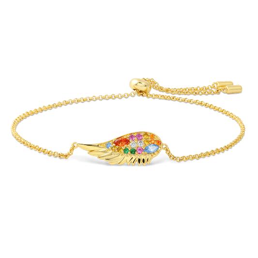 Multicolour Wings Bracelet Sterling Silver 18k Gold Plated with Multi-colored Stones_1
