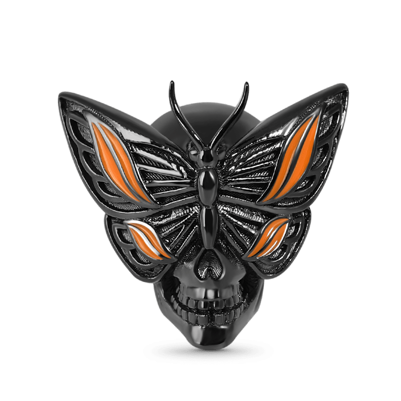 Butterfly Skull Charm Sterling Silver Bead Black Plated_1