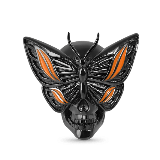 Butterfly Skull Charm Sterling Silver Bead Black Plated_1