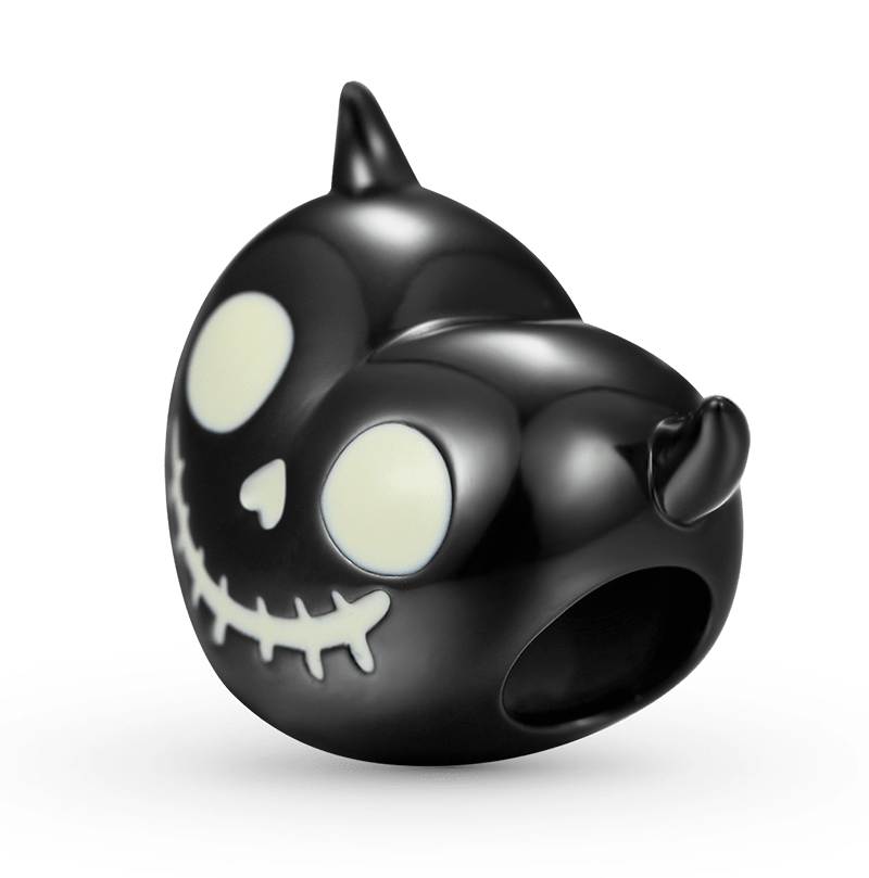 Luminous Devil's Heart Skull Charm Bead 925 Sterling Silver_2