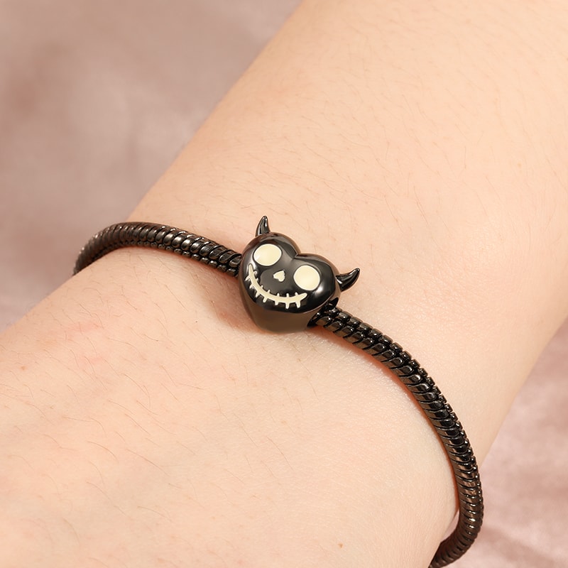 Luminous Devil's Heart Skull Charm Bead 925 Sterling Silver_3