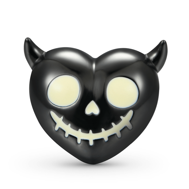 Luminous Devil's Heart Skull Charm Bead 925 Sterling Silver_1