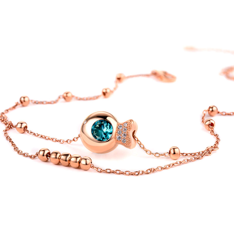 Bubble Fish Anklet Rose Gold Plated 925 Sterling Silver_2