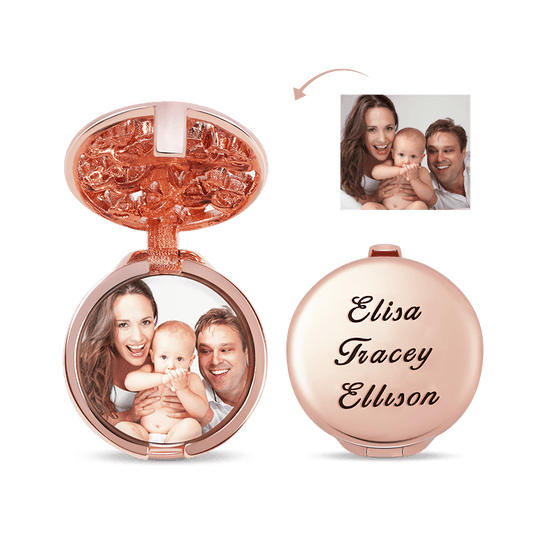 Tree of Life Personalized Photo Engravable Locket Charm Bead 925 Sterling Silver 18K Rose Gold Plated Mother's Day Gift_1