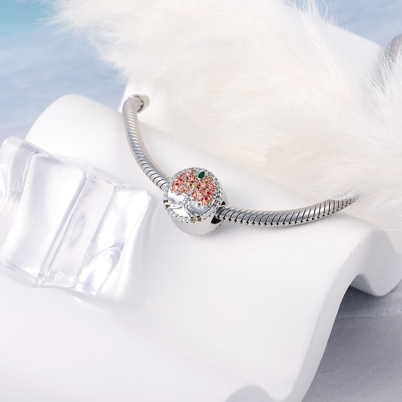 Tree of Life Stopper for Charm Bracelet Sterling Silver 18K Rose Gold Plated inlaid with Stones Mother's Day Gift_3