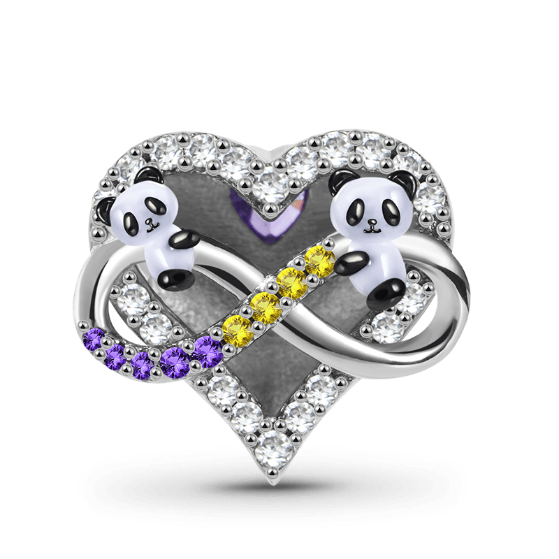 Panda Mom's Love Charm Bead 925 Sterling Silver inlaid with Stones Mother's Day Gift_2