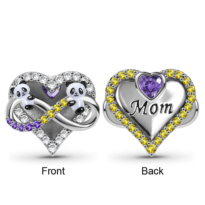 Panda Mom's Love Charm Bead 925 Sterling Silver inlaid with Stones Mother's Day Gift_1