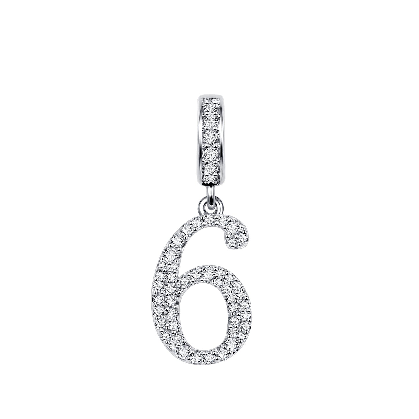 Gnoce "Lucky Number" Gentle Cheerful Number Six Number Theme Silver Pendant For Bracelet or Necklace_1