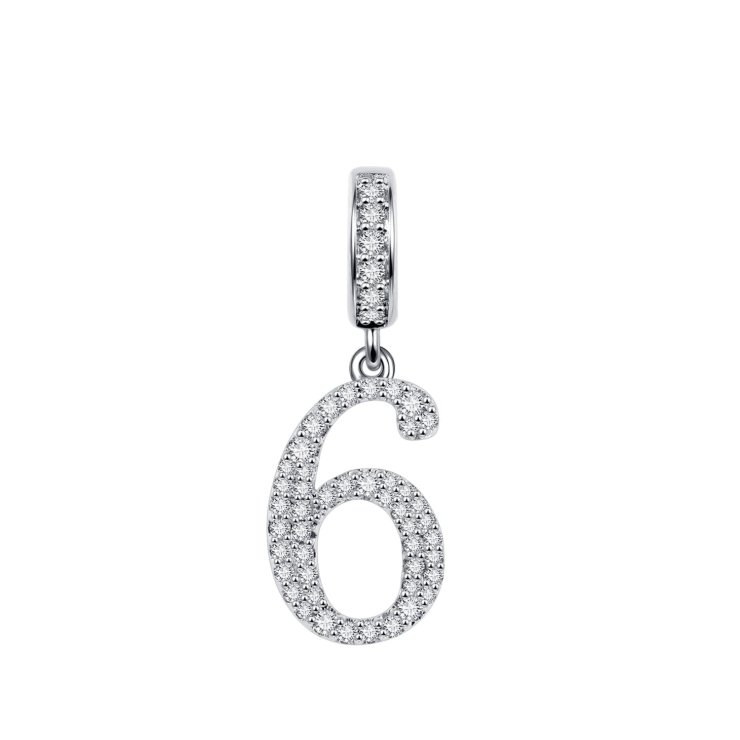 Gnoce "Lucky Number" Gentle Cheerful Number Six Number Theme Silver Pendant For Bracelet or Necklace_1