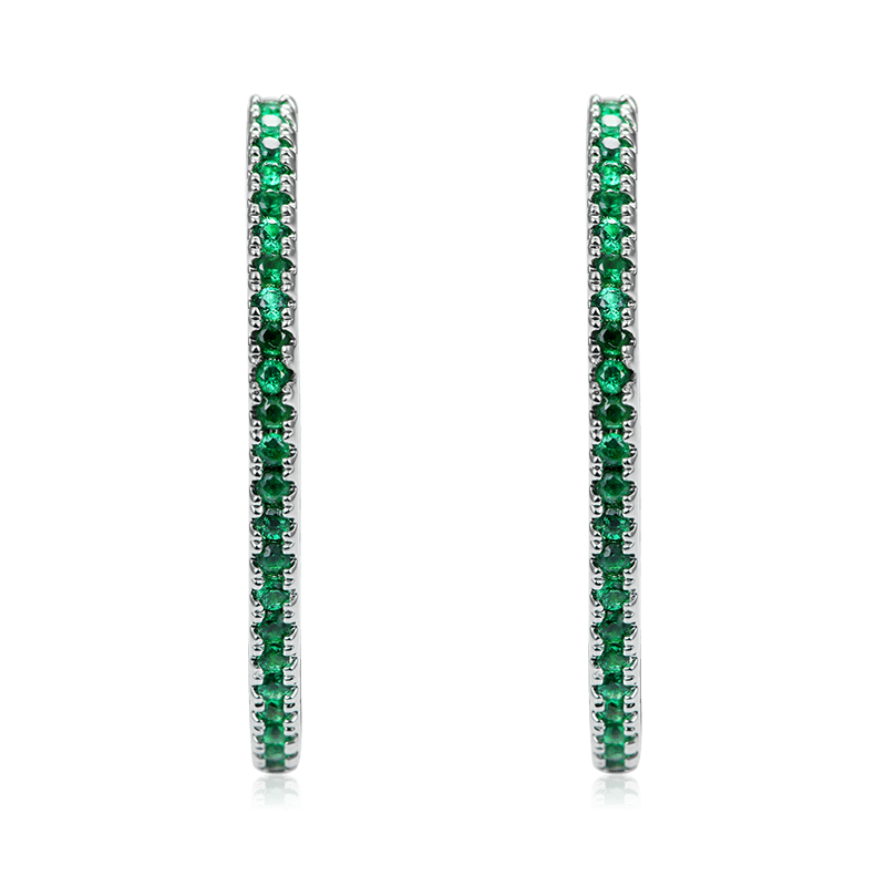 Green Crystal Hoop Earrings with Sterling Silver_2