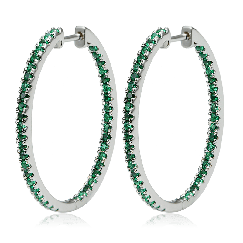 Green Crystal Hoop Earrings with Sterling Silver_1