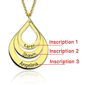 Gnoce "God`s Gift" Engraved Drop Shaped 3 Names Necklace Sterling Silver_2